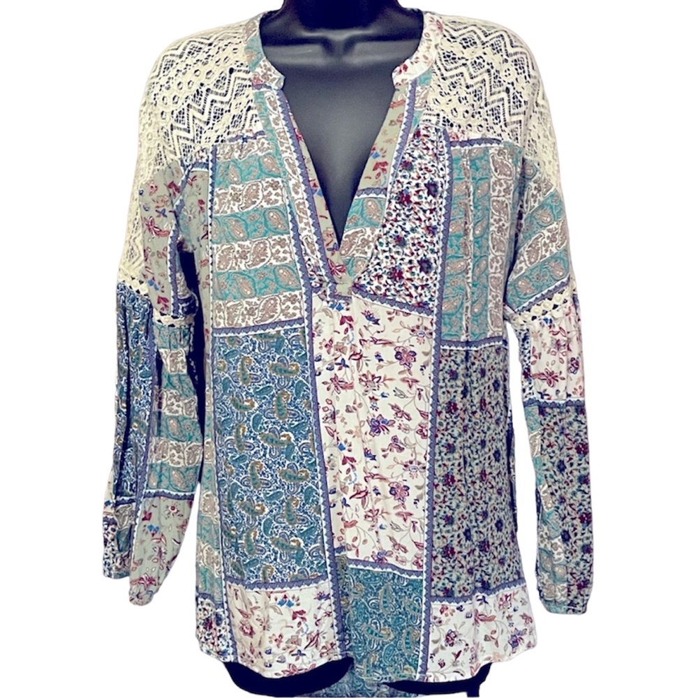 Patchwork And Lace Blouse - image 1